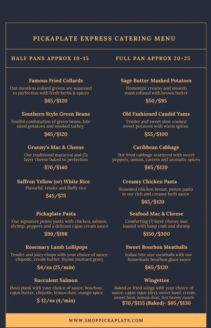 Pickaplate Express Catering Menu